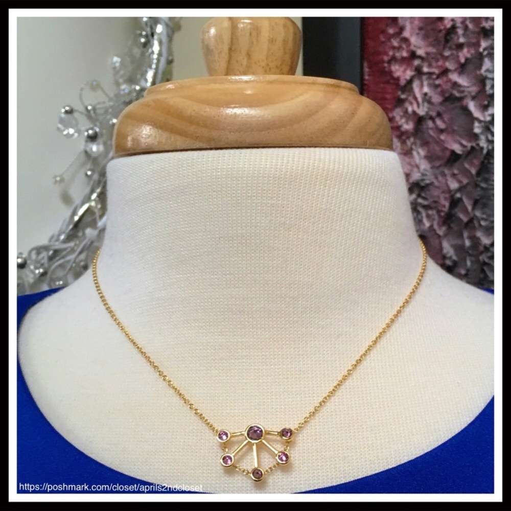 REBECCA MINKOFF PURPLE JEWELED GOLD NECKLACE A3C - Picture 3 of 7